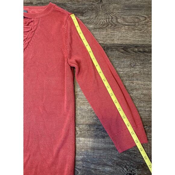 SOHO NY & Co Women’s Lightweight Lace Up 3/4 Sleeve Knit Sweater Size Small - Picture 6 of 7